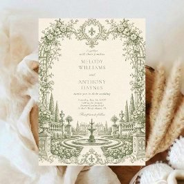 Invitación Arte de puerta de jardín de acuarela verde Boda
