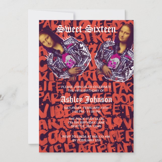 Invitación Arte de Punk de Mona Lisa                          (Anverso)