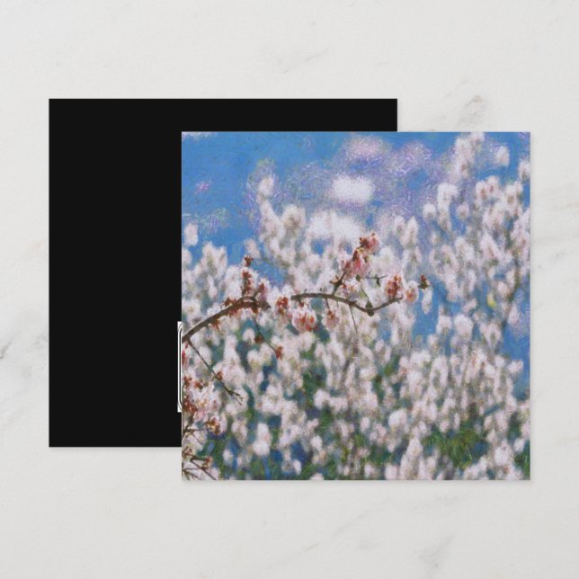 Invitación Arte de puntillismo en árbol de almendros en flor (Anverso / Reverso)
