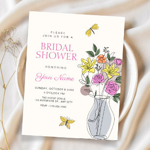 Invitación Arte de ramo de flores minimalista para baby showe