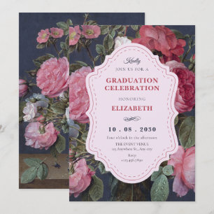 Invitación Arte de ramo de flores vintage graduación