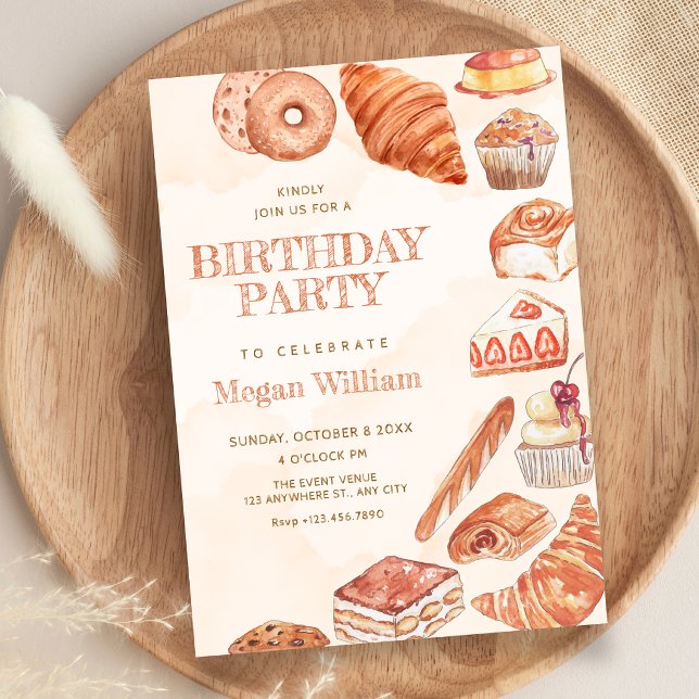 Invitación Arte de repostería de pan comida cumpleaños (Subido por el creador)