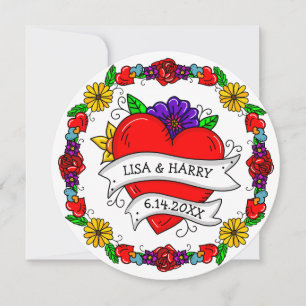 Invitación Arte de tatuaje graffiti Estilo de boda  Guarde la