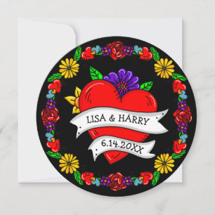 Invitación Arte de tatuaje grafiti estilo boda  Guardar la fe