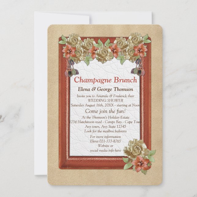 Invitación Arte de textura de cuero y gamuza para bodas y duc (Anverso)