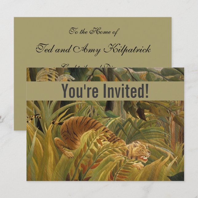 Invitación Arte de tigre tropical de la selva de Rousseau (Anverso / Reverso)