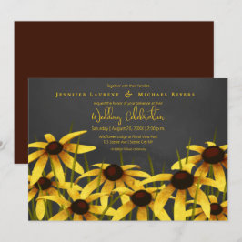 Invitación arte de tiza Black Eyed Susans pradera boda