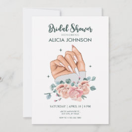 Invitación Arte de uñas finas Ducha de novias