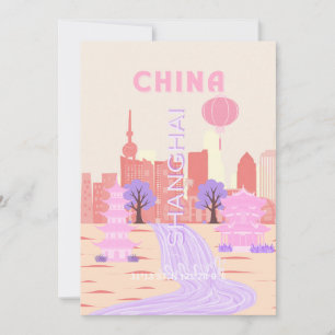 Invitación Arte de viaje pastel de Shanghai China