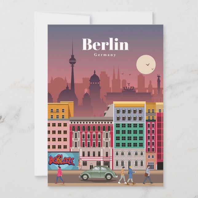 Invitación Arte de viaje Viaja a Berlín Alemania (Anverso)