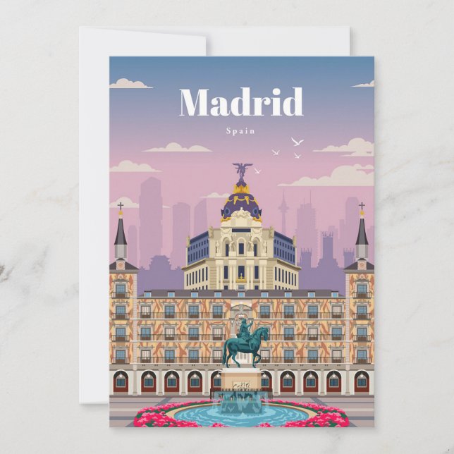 Invitación Arte de viaje Viaja a Madrid España (Anverso)