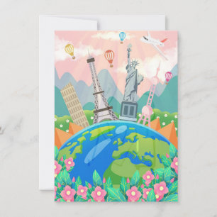 Invitación Arte de viaje Viaja alrededor del mundo