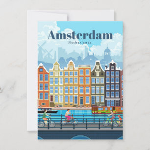 Invitación Arte de viaje Viajar a Amsterdam