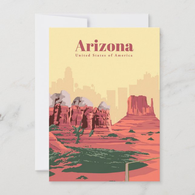 Invitación Arte de viaje Viajar a Arizona (Anverso)