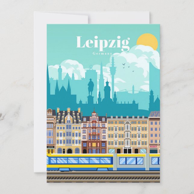 Invitación Arte de viaje Viajar a Leipzig Alemania (Anverso)