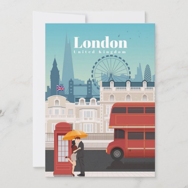 Invitación Arte de viaje Viaje a Londres Inglaterra (Anverso)