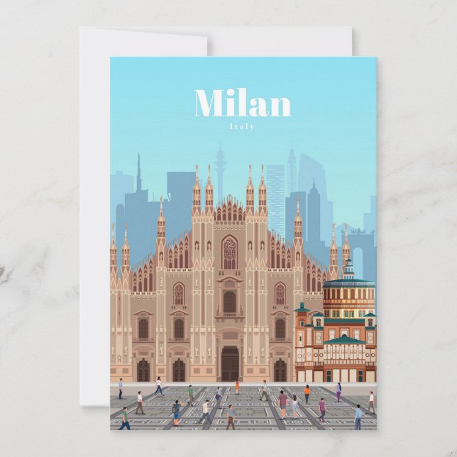 Invitación Arte de viaje Viaje a Milán Italia (Anverso)