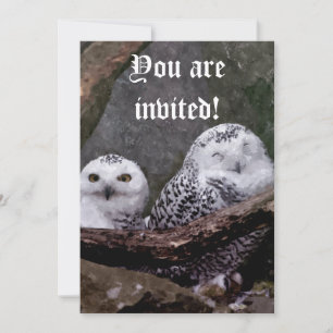 Invitación Arte de vida silvestre del bosque de pareja de búh
