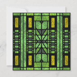 Invitación Arte de Vidrio Emplomado Art Déco en Verde y Dorad