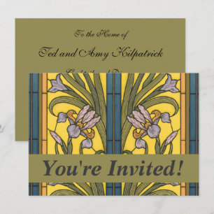 Invitación Arte de vidrio emplomado Art Nouveau de flor de ir