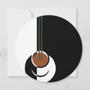 Invitación Arte Deco Antiguo, Taza de Café con Vapor