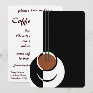 Invitación Arte Deco Antiguo, Taza de Café con Vapor