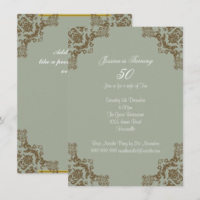 Invitación Arte deco clásico (Anverso / Reverso)