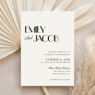 Invitación Arte Deco Clásico de Dinero Antiguo Boda Negra y M