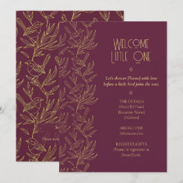 Invitación Arte Deco con filigrana de oro | Baby Shower de Fa