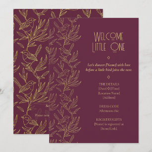 Invitación Arte Deco con filigrana de oro   Baby Shower de Fa