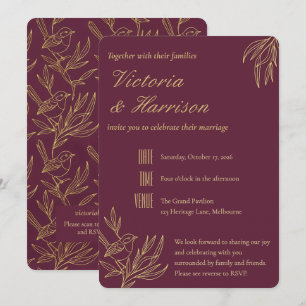 Invitación Arte Deco con Filigrana de Oro Boda de Ratona Me