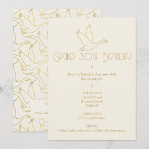 Invitación Arte Deco con filigrana de oro Cumpleaños 30 del