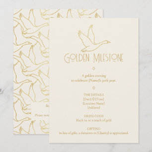 Invitación Arte Deco con filigrana de oro Cumpleaños 50 del