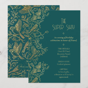 Invitación Arte Deco con Filigrana de Oro Cumpleaños 60 del