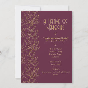 Invitación Arte Deco con Filigrana de Oro Fairy Wren 90 Cum