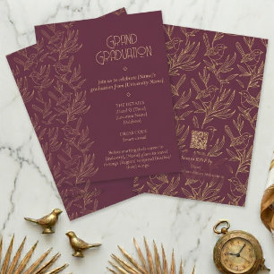 Invitación Arte Deco con Filigrana de Oro   Graduación de Fai