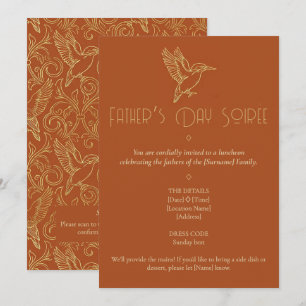 Invitación Arte Deco con filigrana de oro   Martín pescador D