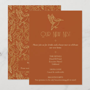 Invitación Arte Deco con filigrana de oro   Martín pescador p