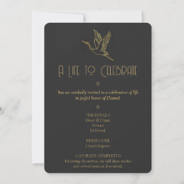 Invitación Arte Deco con filigrana de oro | Memorial de foto 