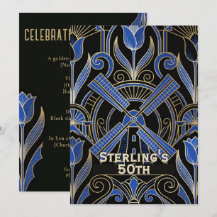 Invitación Arte Deco de Ámsterdam 50 cumpleaños de Molinos