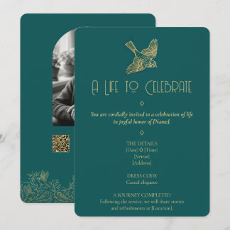Invitación Arte Deco de Filigrana de Oro | Memorial de Foto d