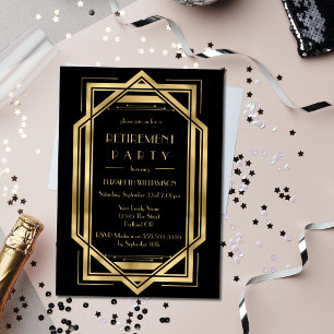 Invitación Arte Deco de los locos años 20 Negro   Fiesta de j