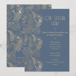 Invitación Arte Deco Filigrana de Oro | Cumpleaños 1º del Tuc