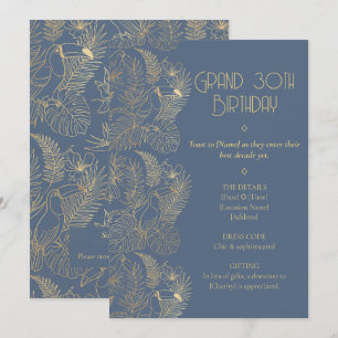 Invitación Arte Deco Filigrana de Oro   Cumpleaños 30 del Tuc