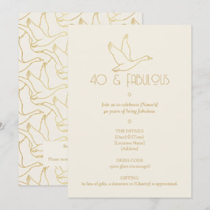 Invitación Arte Deco Filigrana de Oro Cumpleaños 40 del Gan