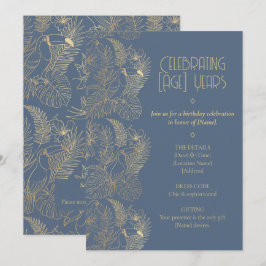 Invitación Arte Deco Filigrana de Oro | Cumpleaños de Tucán