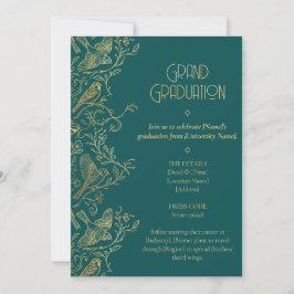 Invitación Arte Deco Filigrana de Oro | Graduación de Gorrión