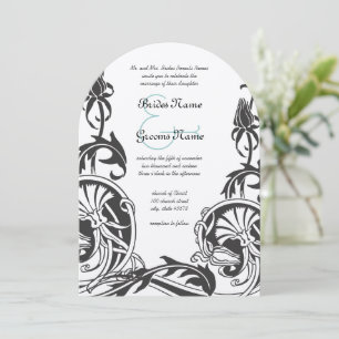 Invitación Arte Deco Filigrana Estética Floral Scroll Boda 