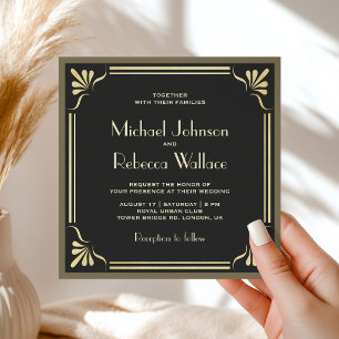 Invitación Arte Deco Florecimiento Vintage Boda Todo en Uno