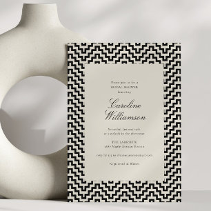 Invitación Arte Deco Geométrico de Marfil Negro para Despedid